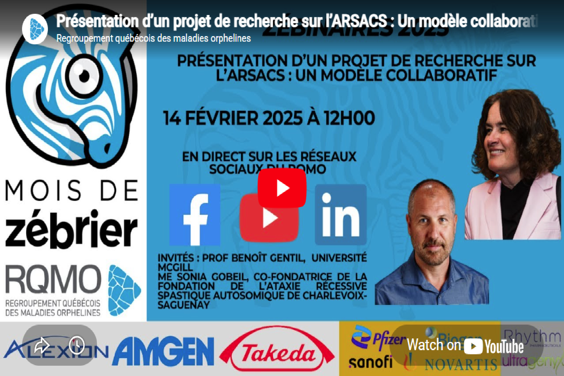 The Foundation is participating in a webinar on ARSACS and gene therapy as part of the ”Month of Zebruary 2025”, organized by the Quebec Rare Disease Network (RQMO).